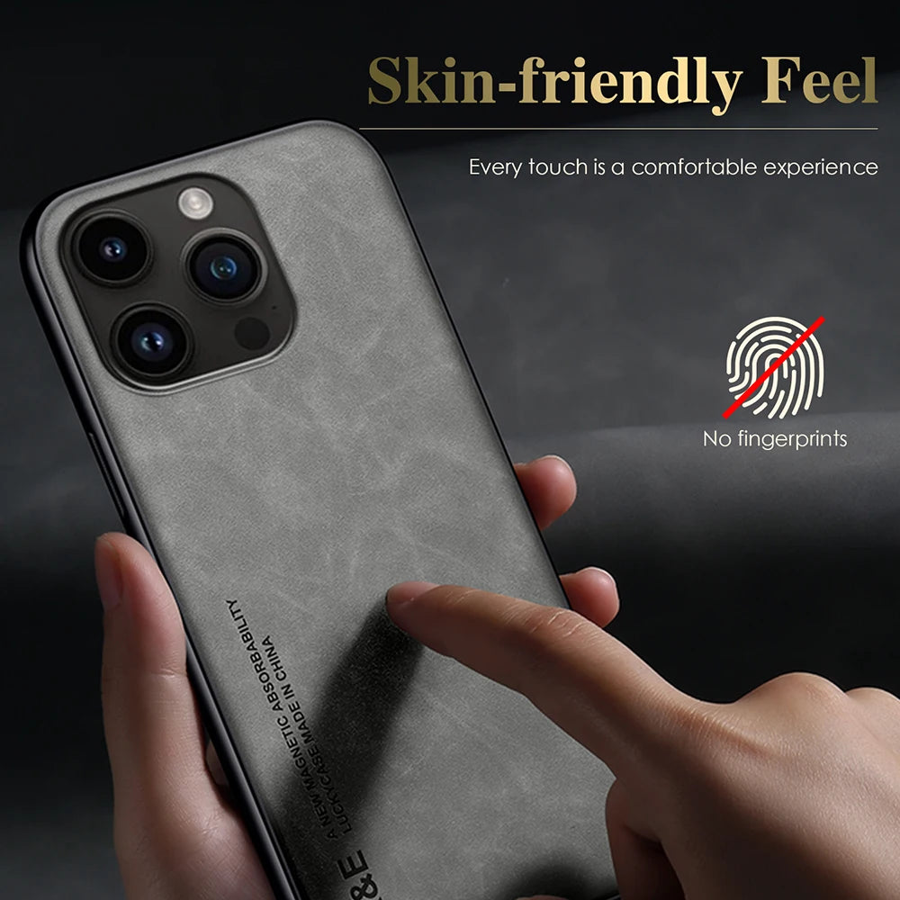 Luxury Genuine Leather+Magnetic Case For iPhone 11 Pro Max X XS XR 7 8 Plus 10 SE 2020 2022 Soft Shell Cover Skin Mask Women Men