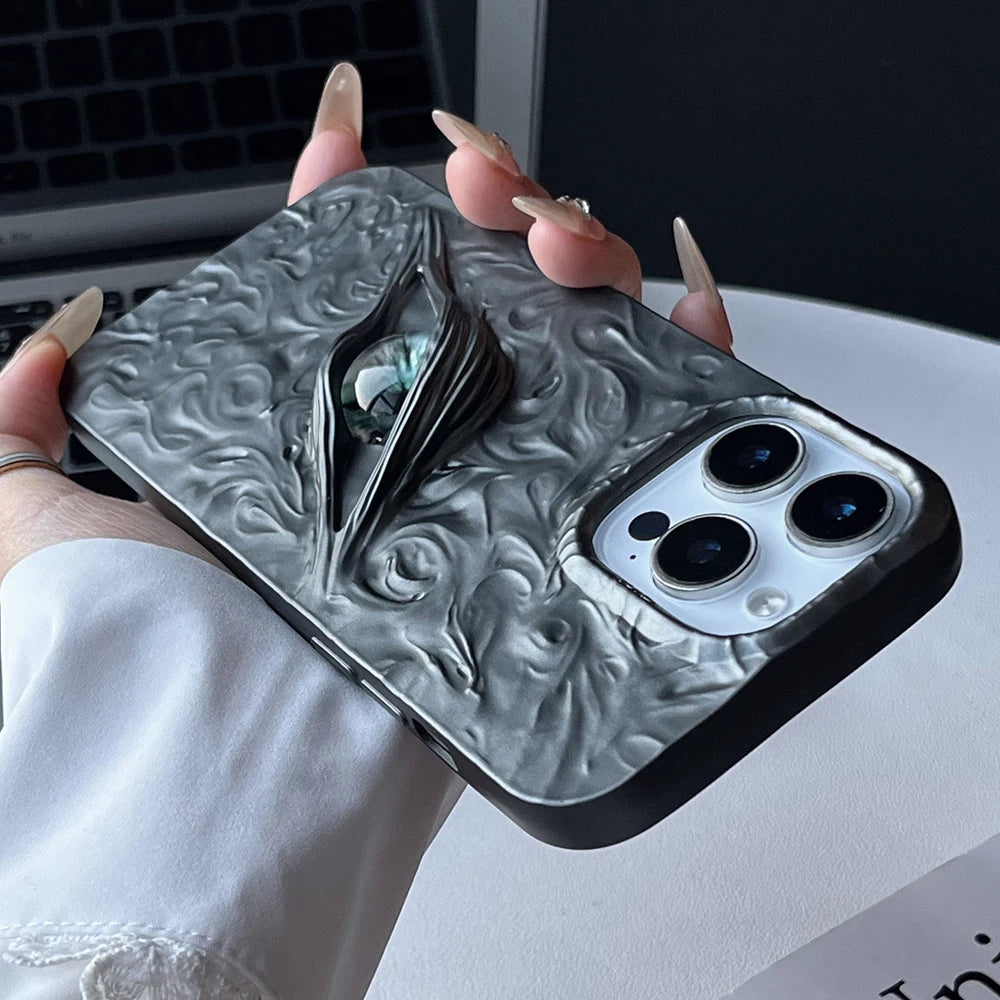 Cool 3D Evil Eyes Phone Case For iPhone 17 Air 16 15 14 13 12 11 Pro Max Frosted Shockproof Soft TPU Cover