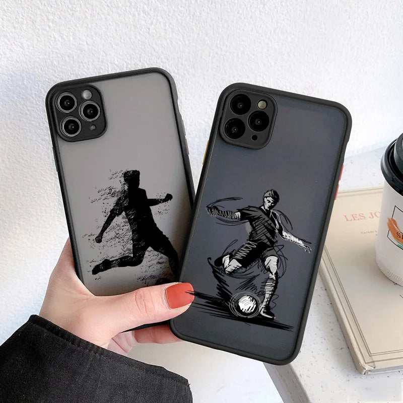 Phone Case For iPhone 17 16 12 13 11 14 15 Pro Max XS XR 16 Plus X PlaySoccer Shockproof Clear PC Cute Back Cover Coque Football
