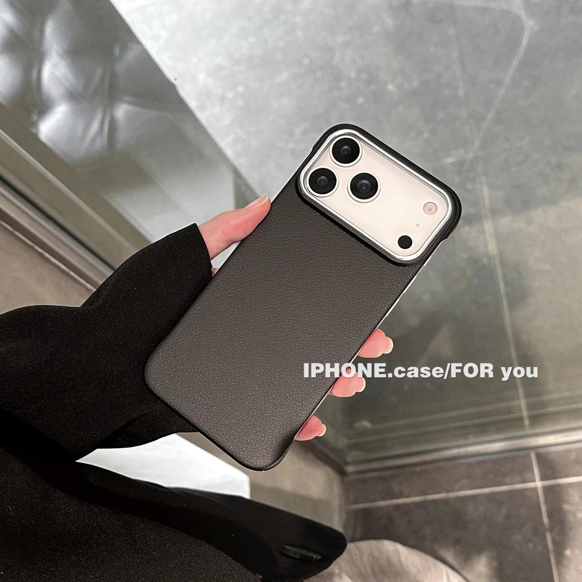 Luxury Ultra Thin Frameless Leather Texture Phone Cases For iPhone 17 Air 16 15 14 Pro Max Business Solid Color Shockproof Cover