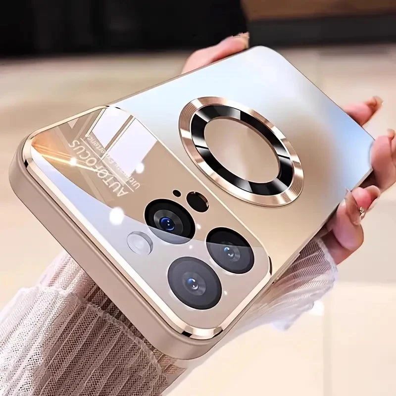 New Titanium Metallic Color Magnetic Phone Case For iPhone 16E 16 15 14 11 13 12 Pro Max Matte Wireless Charging Protect Cover