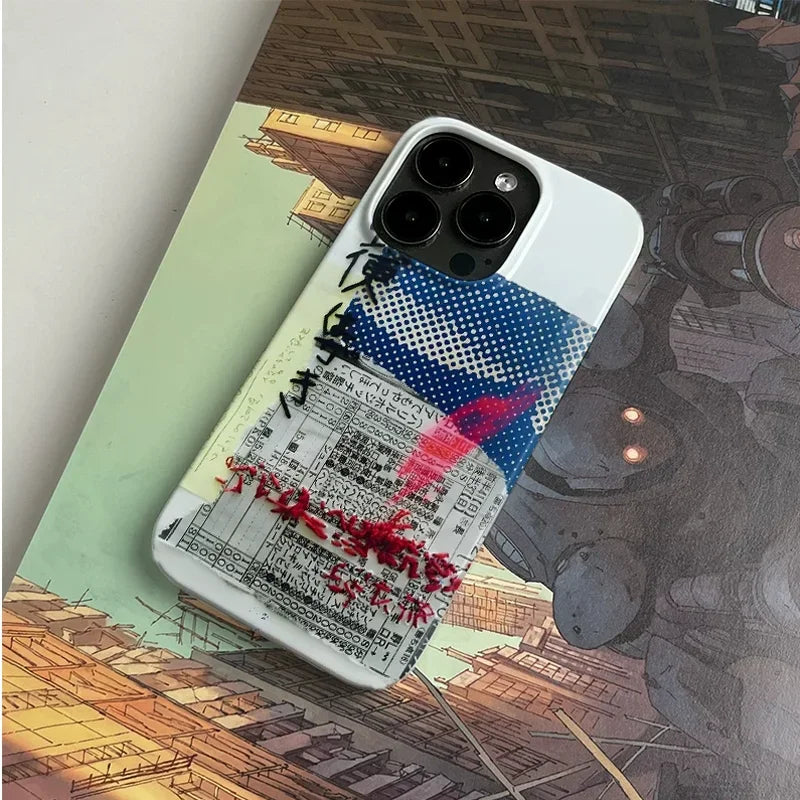 Retro Ins Japanese Poster Art Personality Creative Phone Case For iPhone 17 16 15 14 13 12 11 Pro XR XS X Max 7 8 Plus Y2K Cover