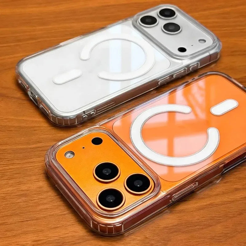 Magnetic Original Clear Case For iPhone 17 16 15 14 13 12 11 Pro Max Plus Mini Air Funda For Magsafe Silicone Transparent Cover