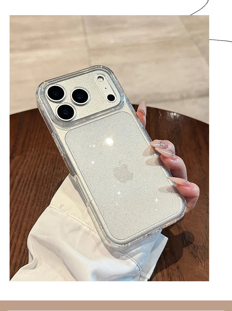 Luxury Bling Glitter Clear Case For iPhone 13 14 15 16 17 Pro Max Air Plus Fashion Shockproof Transparent Soft Silicone Cover
