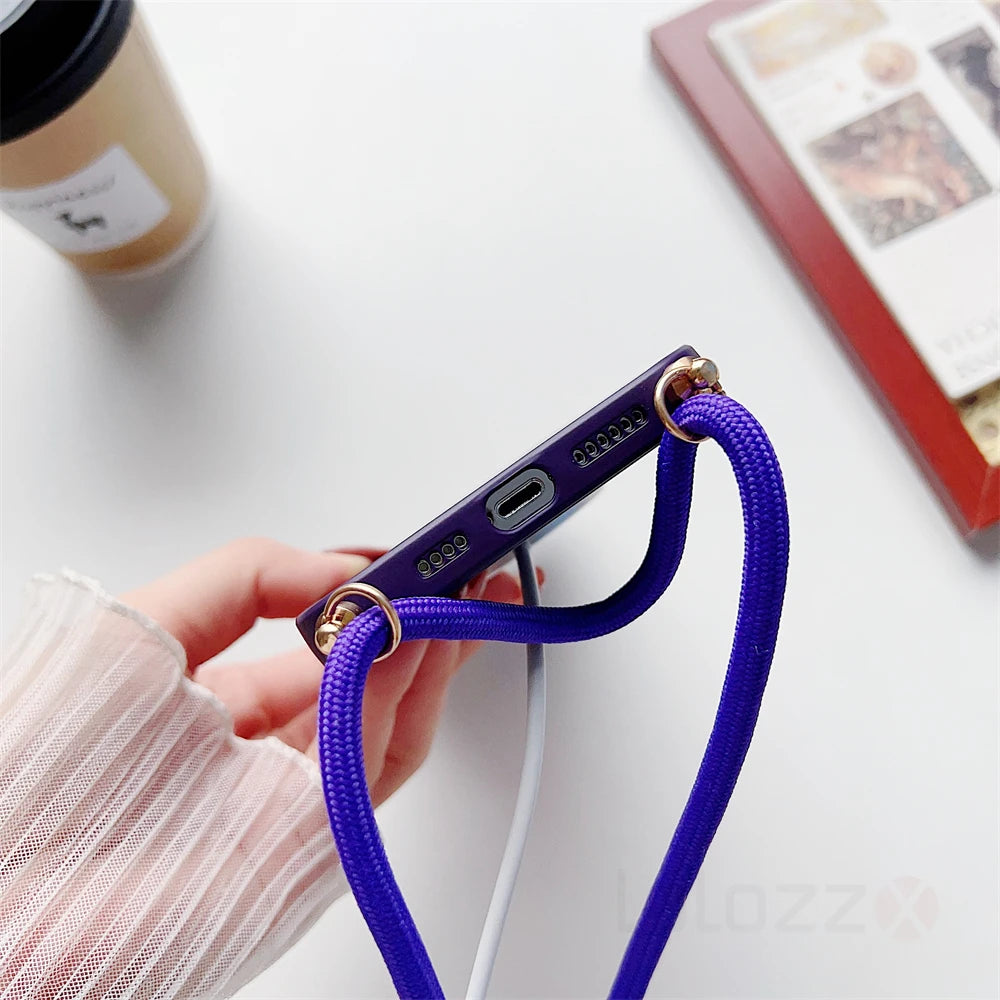 Lanyard Strap Soft Phone Case For iPhone 17 16 15 11 12 13 14 Pro Max 8 7 Plus XS X For Magsafe Magnetic Wireless Charging Cover