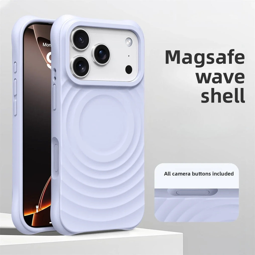Offical Phone Case For iPhone Air 17 16 15  Pro Max Water Ripple Silicone For Magsafe Wireless Charge Magnetic Soft Cover