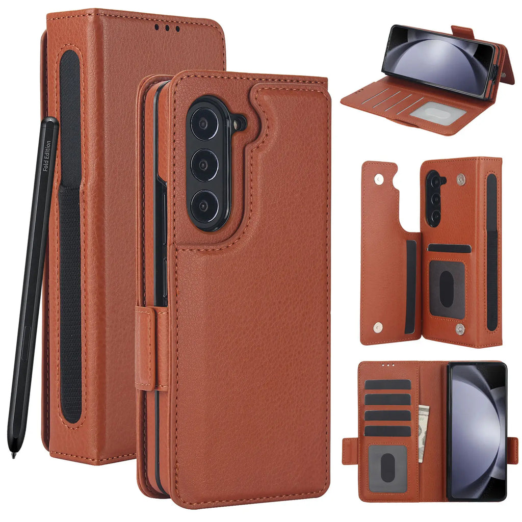 for Samsung Galaxy Z Fold 5/4/3 Phone Case,【RFID Blocking】for Women Men with Card Holder Leather Protective Cover for Z Fold 5