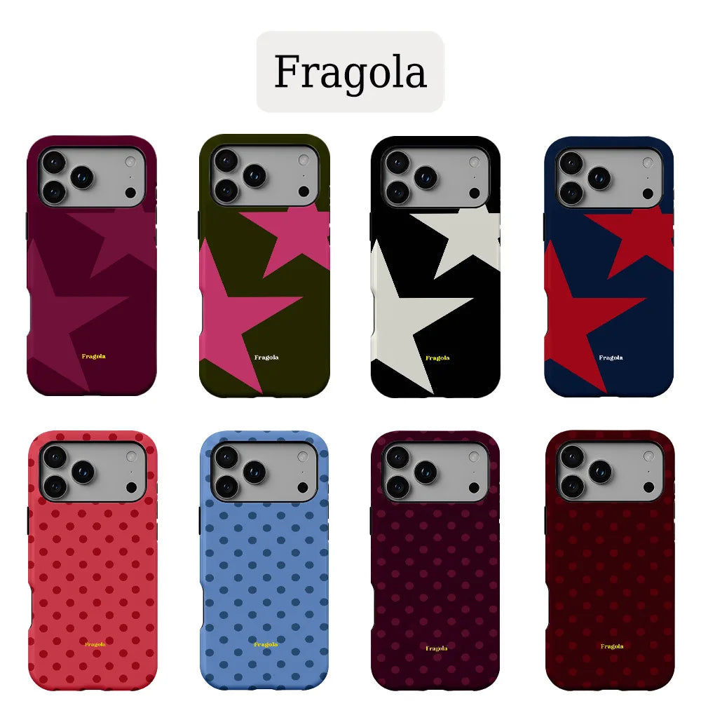 Fragola Stars Polka Dots Phone Case for iPhone 17 16e 16 15 14 13 12 11 X XS XR XSMAX 7 8 Air Pro Max Plus Double-layer