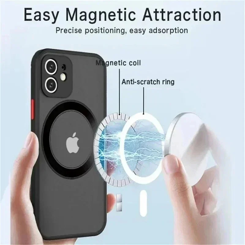 Hard Matte Case For iPhone 17 Air 16 16e 15 14 13 Mini 12 11 Pro Max Plus Phone Magsafe Magnetic ireless Charge Cover funda Capa