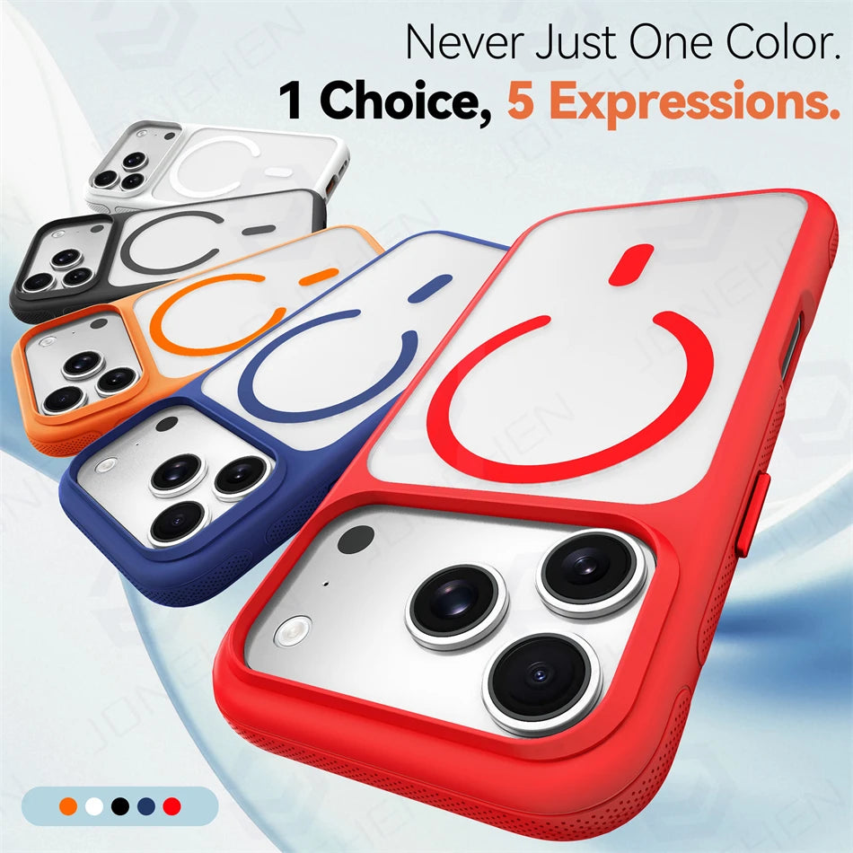 For Magsafe Skin Feel Transparent Phone Case For iPhone 17 16 15 Plus 14 13 12 Pro Max Air Metal Buttons Siliconen Bumper Cover