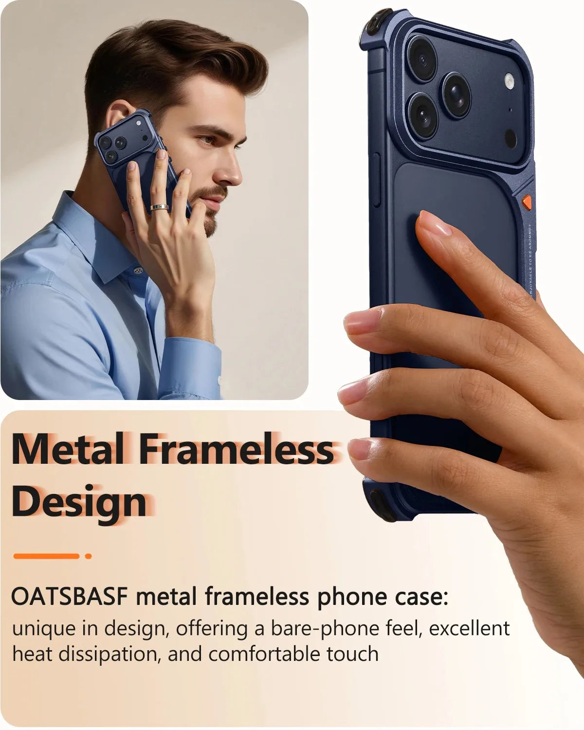 Eary Minimalist Frame Case for iPhone 17 Pro Max Air Aluminum Shells & Lens Holder for Magsafe Wireless Charging Drop Protection