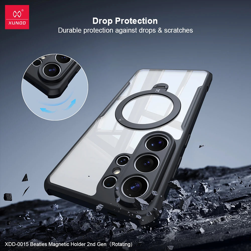‌Xundd For Samsung S26 Ultra S26 Plus Magnetic Holder Case - 360° Spin Stand with Airbag Shockproof & Lens Protection Funda