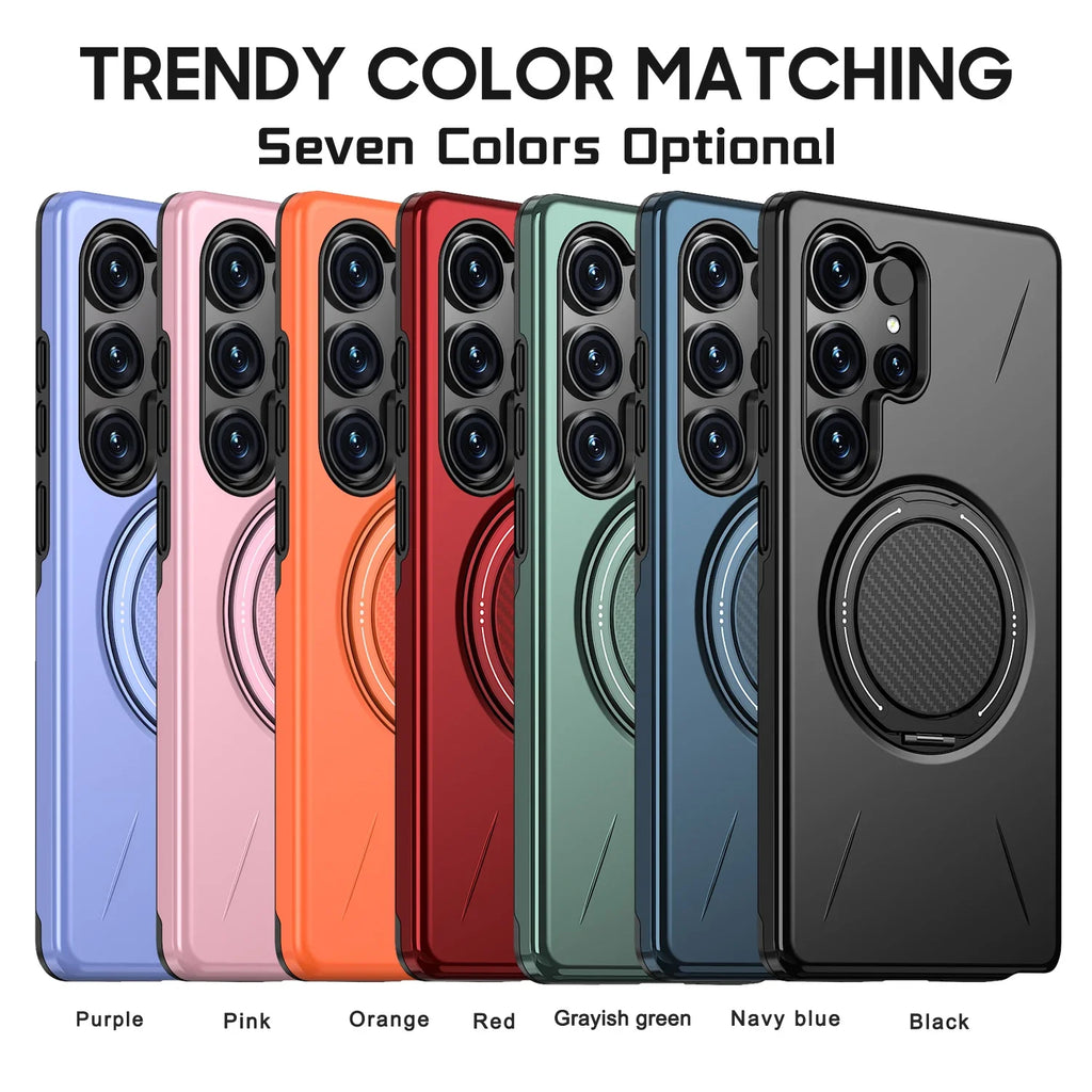 Luxury 360° Magnetic Bracket Case For Samsung Galaxy S25 S24 S23 Ultra S25FE S25Edge S24FE For Magsafe Armor Shockproof Cover