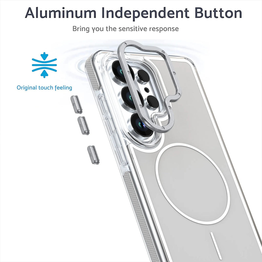 Frosted Frame Magnetic For Magsafe Cases For Samsung Galaxy S26 S25 S24 Ultra Wireless Charging Acrylic Bumper Cell Phone Cover