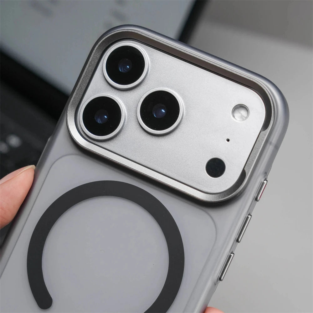 Luxury Solid Color For MagSafe Metal Lens Matte Translucent Case for iPhone 17 Pro Max Magnetic Wireless Charging Hard PC Cover