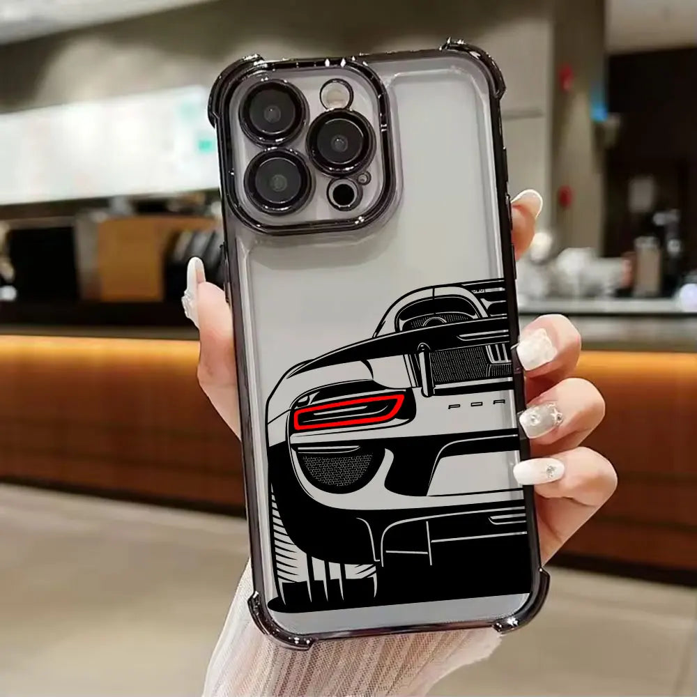 Cool Line Sports Car Male Love Phone Case for iPhone 17E 11 13 15 16 17 Pro Max 14 Plus 17Air 16E Pro 12 17Pro Soft Clear Cover