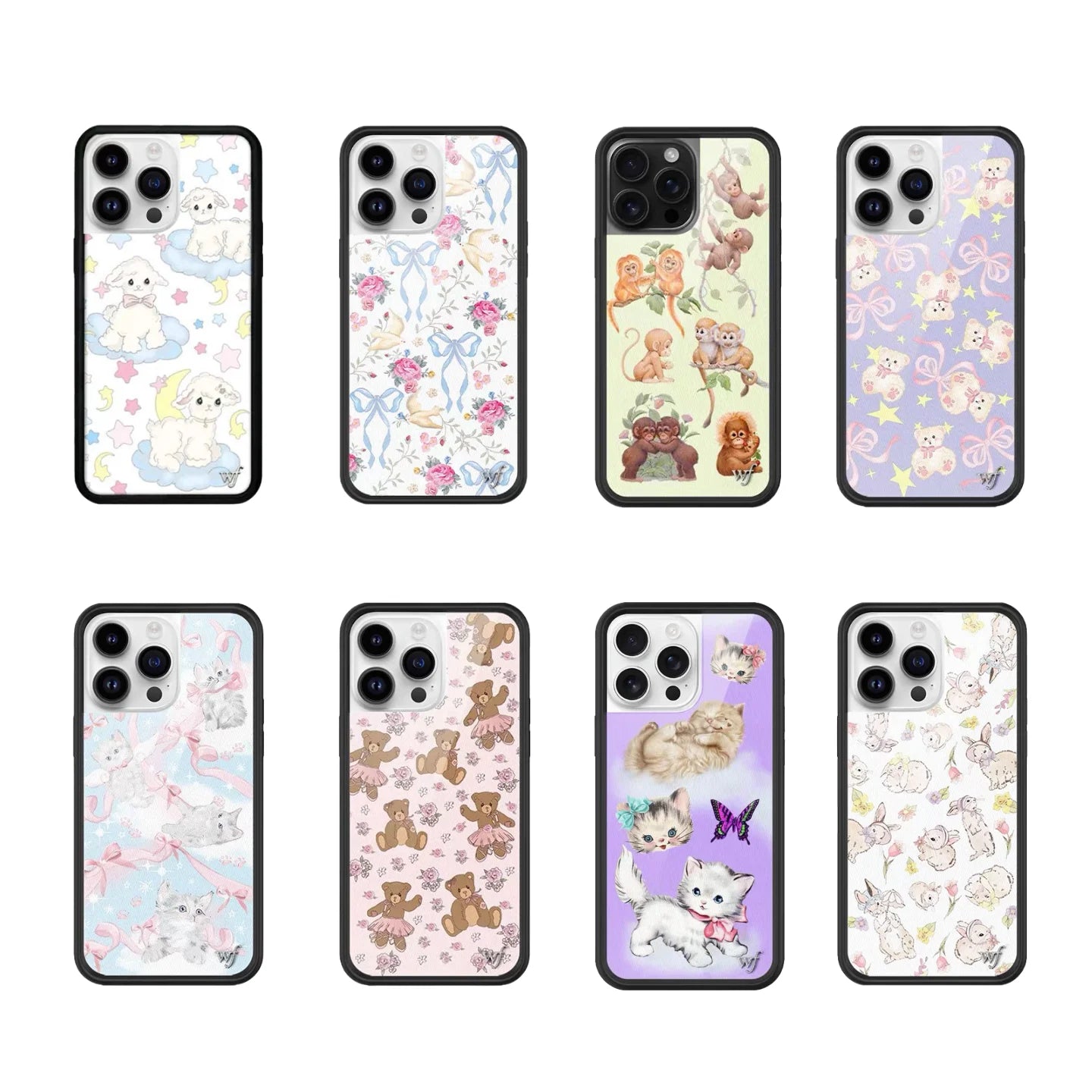 New Wildflower WF Cherry Bear Phone Case for iPhone 12 13 14 15 16 17 Pro Max Plus Monkey INS Cartoon Cover Rabbit 16 Pro Funda