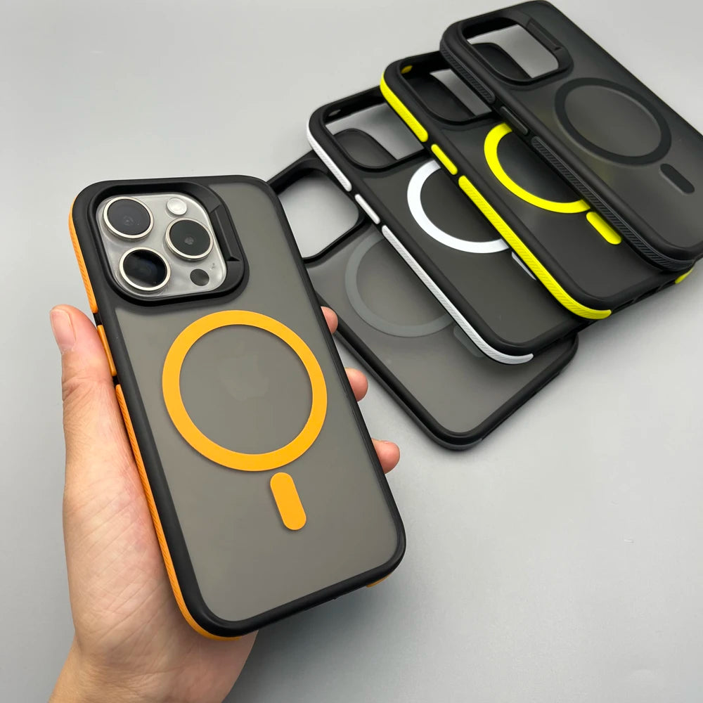 Magnetic Luxury Matte Translucent Armor Shockproof Case For iPhone 16 15 14 13 Pro Max for Magsafe Wireless Charge Cover