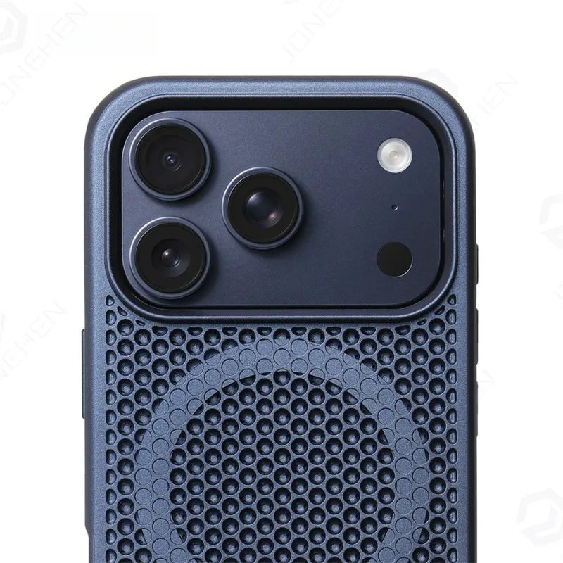 Heat Dissipation Stand Magnetic Shockproof Bumper Case For iPhone 17 Pro Max Air 16 15 14 13 12 Breathable Cover For Magsafe