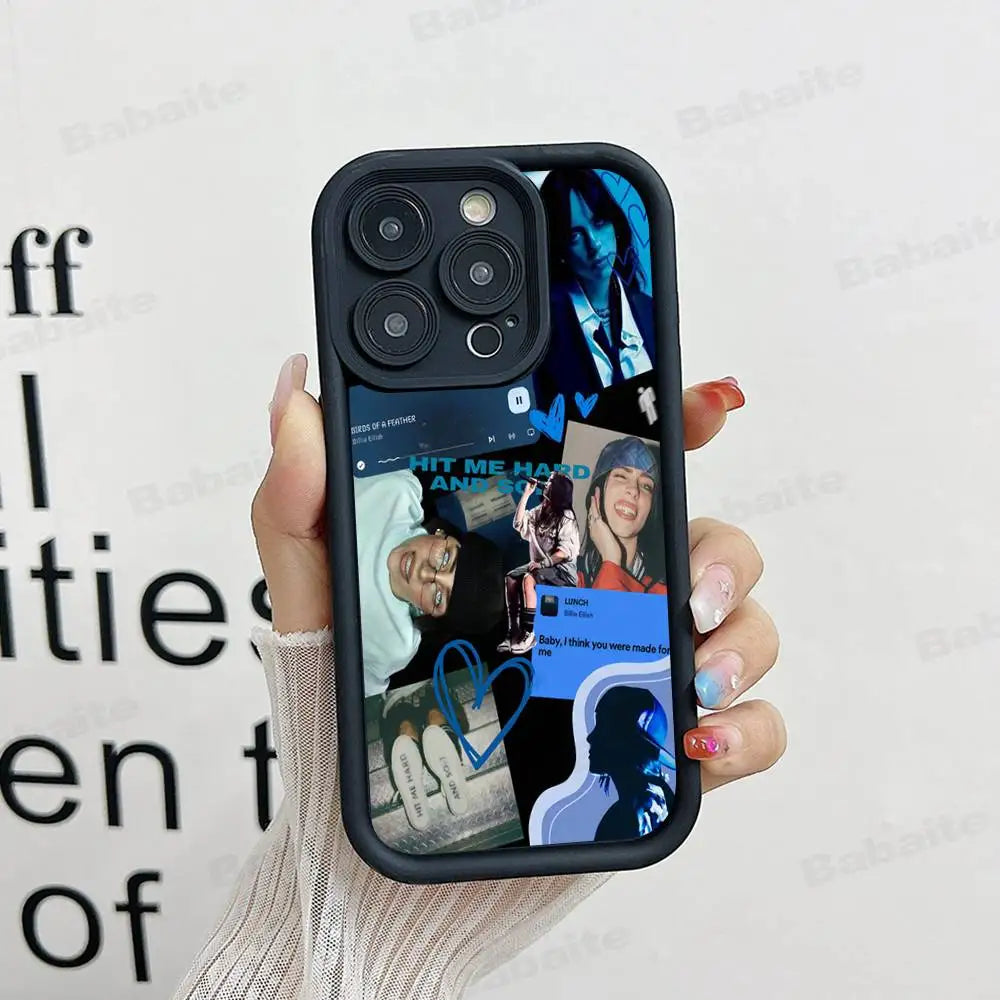 Hot Singer B-Billie EilishS Phone Case For IPhone 17 16 15 14 Plus 13 12 11 Pro Max Silicone Cover