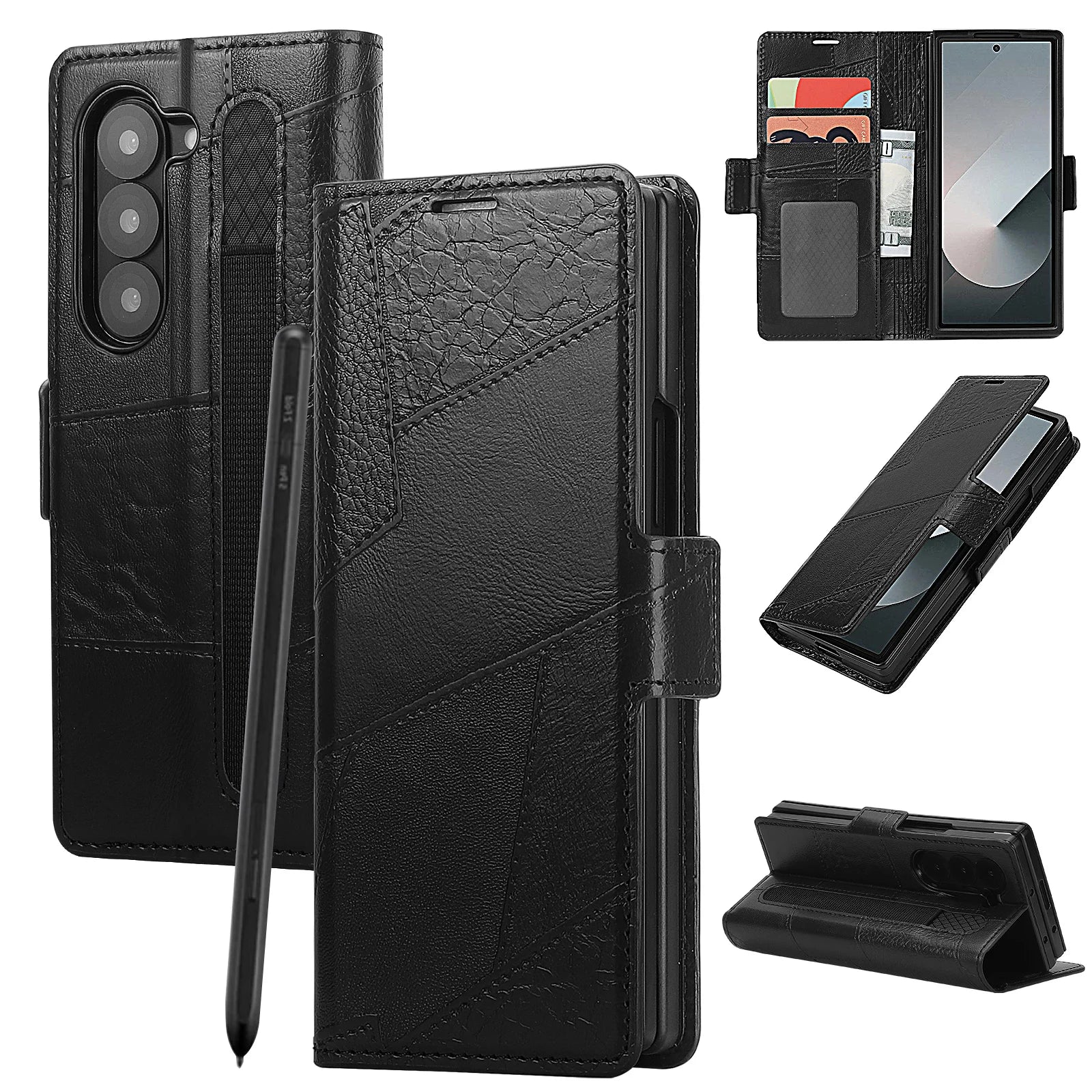 Business Flip Leather Wallet Phone Case for Samsung Galaxy Z Fold 7 6 5 4 3 5G Cards Slot Purse Pocket With S Pen Bag Cover