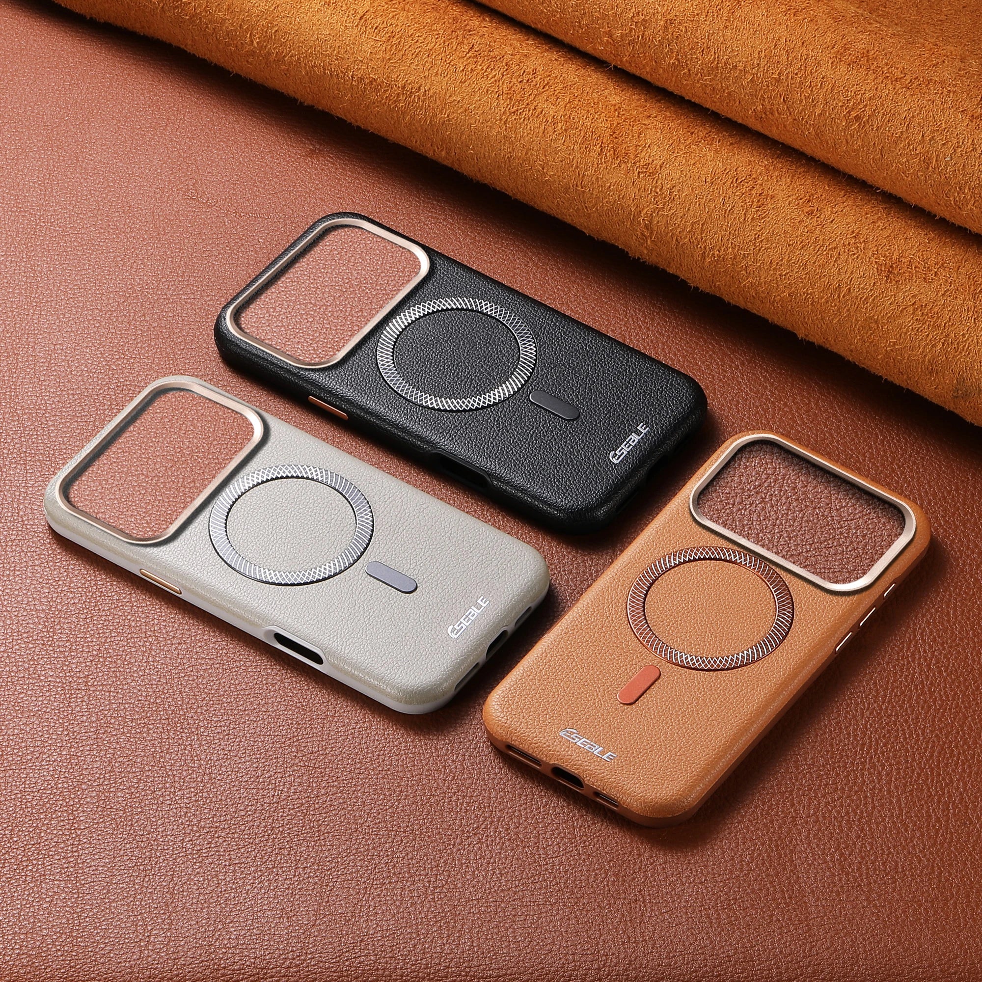 Lychee Pattern PU Leather Magnetic Case For IPhone 17  16 15 14 13 Pro Max Light Thin Wireless Charge Shockproof Cover