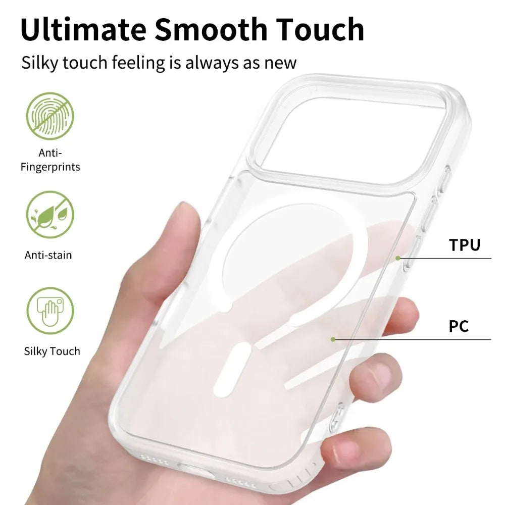 Luxury Frosted Skin Feel Magnetic Charging Case Translucent PC+TPU For iPhone 17 Pro Max 17Pro Air Anti-Shock Protection Cover