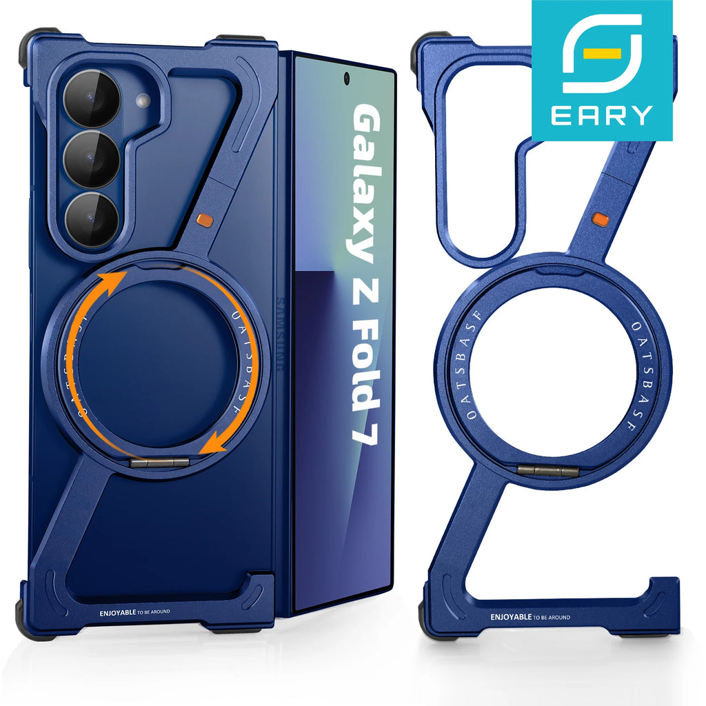 Eary Frame Case for Samsung Galaxy Z Fold 8 7 for Magsafe 360Rotation Magnetic Stand Metal Phone Case Shockproof Protector Cover
