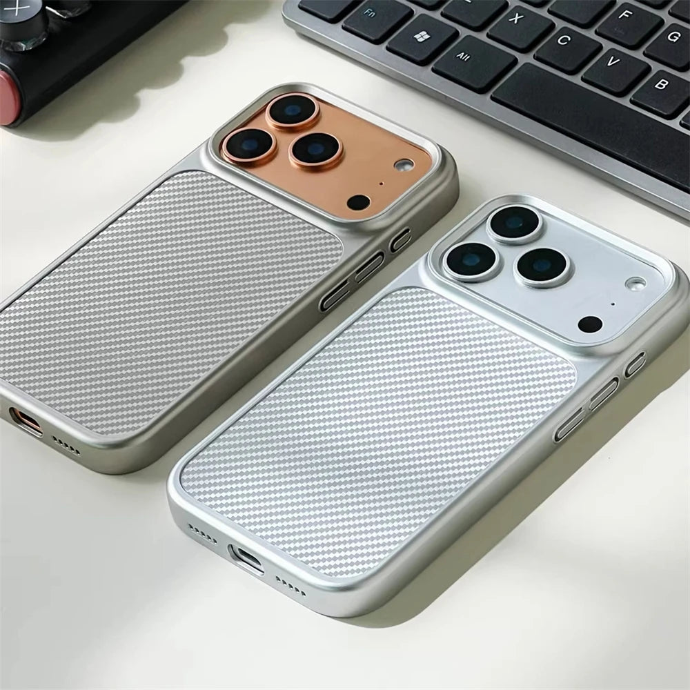 Luxury Business Carbon Fiber Pattern Hard PC Magnetic Case For iPhone 17 16 15 Pro Max For Magsafe Wireless Charging Cover Shell