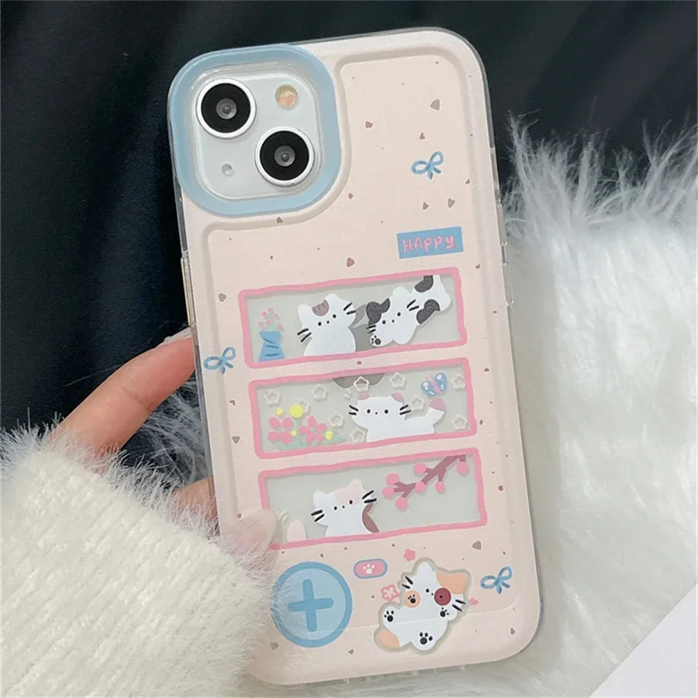 INS Korean Cute Flower Cat Bow Phone Case For Samsung Galaxy A55 A35 A25 A15 A05s A54 A24 A14 A06 A13 A53 A33 A23 4G 5G Cover