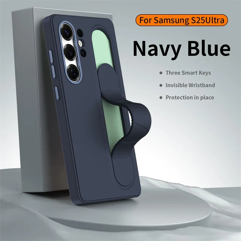 For Samsung Galaxy S24 Ultra S25 Ultra S23 Plus S26 S22 Smart Silicone Wristband Phone Case Multifunctional TPU Protective Cover
