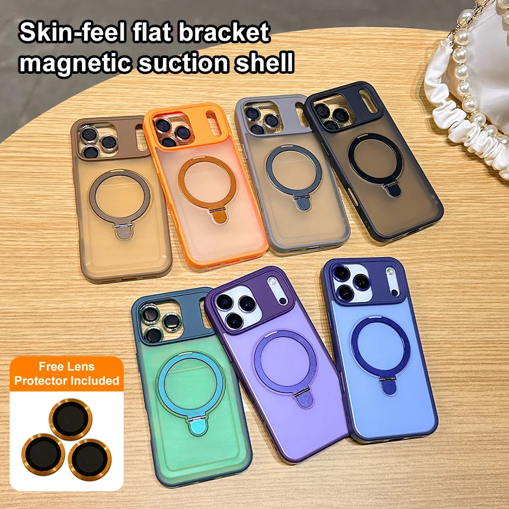 Luxury For Magsafe Wireless Charge Case For iPhone 17 16 15 Plus 14 13 12 11 Pro Max Camera Protect Magnetic Ring Bracket Cover