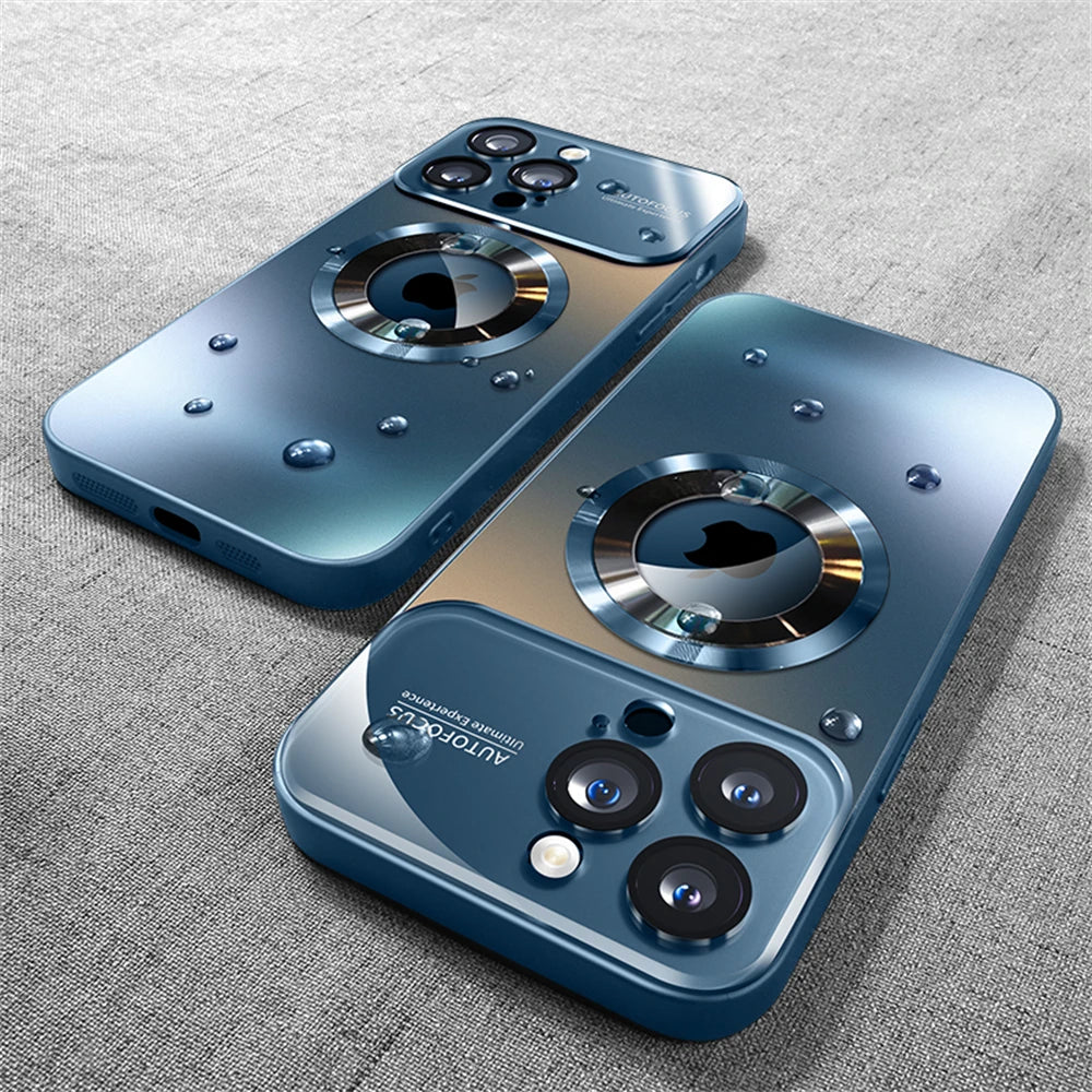 Luxury Glass Camera Lens Protection Case For iPhone 17 Pro Max Air 14 15 Plus 12 13 16 Pro 16E For Magesafe Magnetic Phone Cover