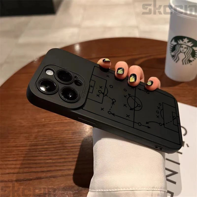Case For iPhone 17 16 15 14 13 12 11 Pro Max 16E XS X XR 7 8 Plus Cases Football Basketball Tactical Board Pattern Phone Cover