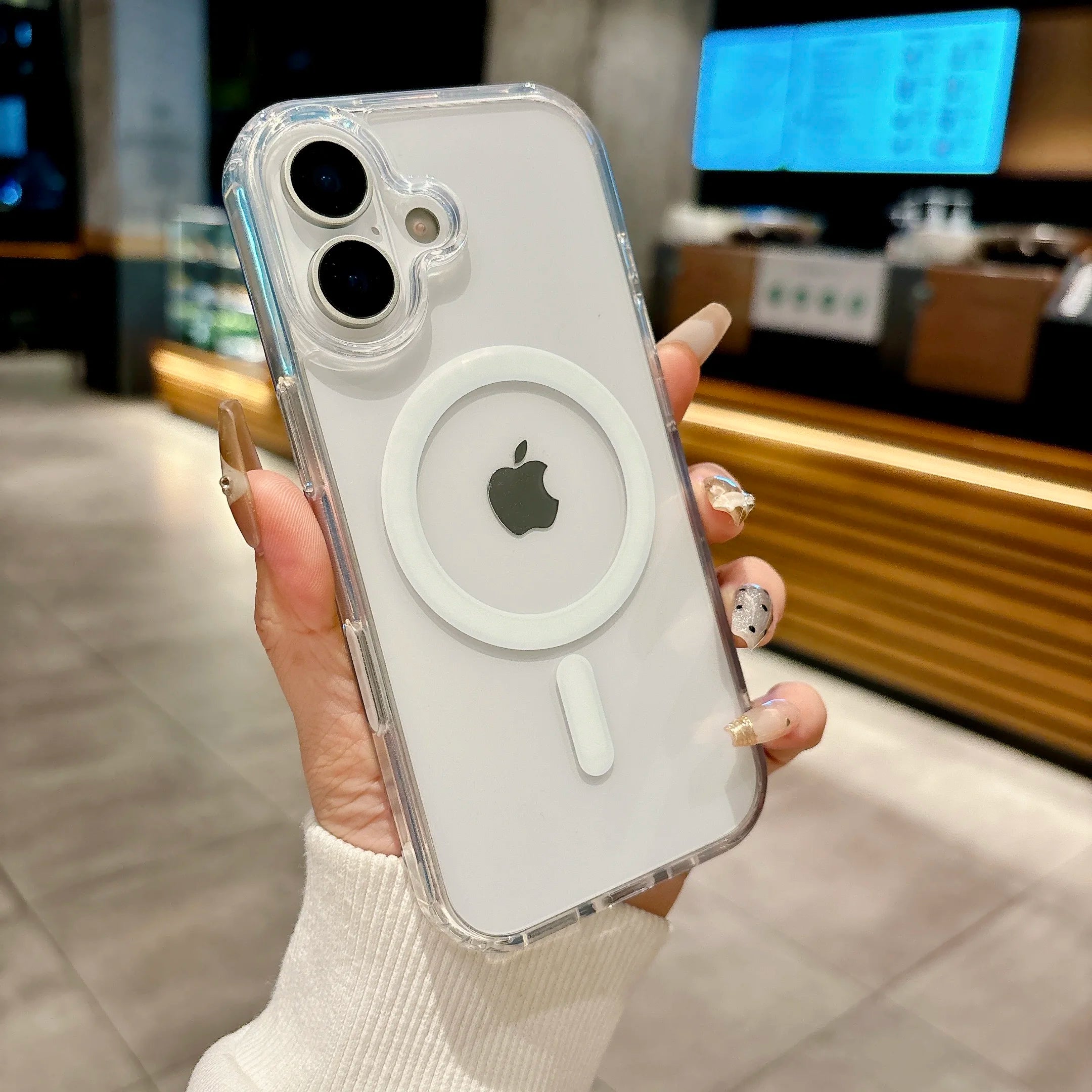 Luxury Clear Magnetic Phone Case for MagSafe for iPhone 17 16 Plus Pro Max Case Wireless Charging Cover With Camera Touch Button