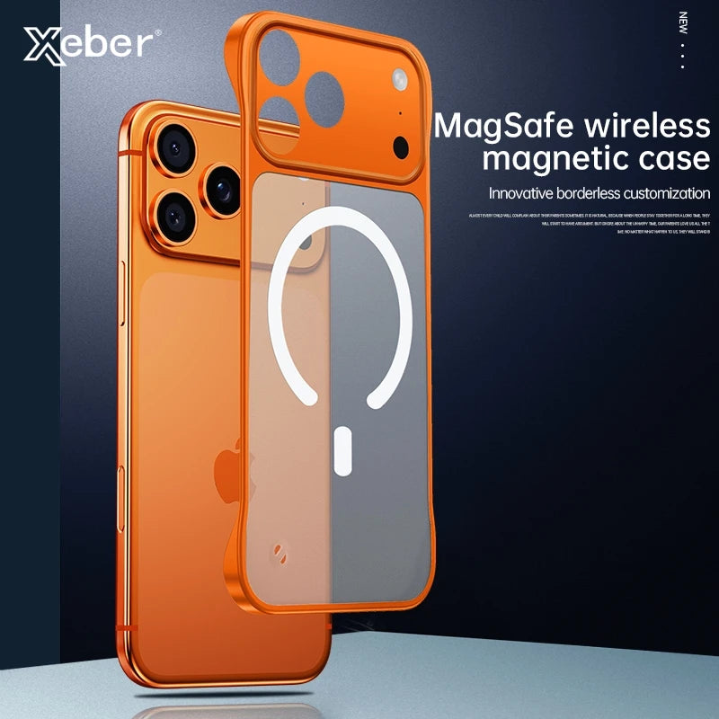 For iPhone 17 Pro Max Air Frameless Magnetic Frosted Case For Magsafe Wireless Charging Shockproof Matte Transparent Phone Cover