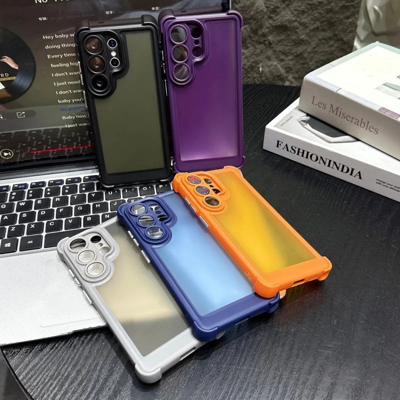 Shockproof Clear Matte Military Armor Case For Samsung Galaxy S26 S25 S24 Plus Ultra Hybrid Translucent Protective Frame Cover