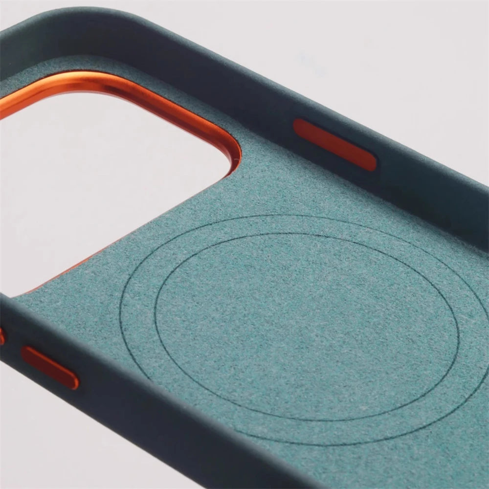 Luxury Magnetic Elephant Skin Texture PU Leather Case For iPhone 17 Pro Max Air 16 15 14 13 MagSafe Alloy Lens Shockproof Cover