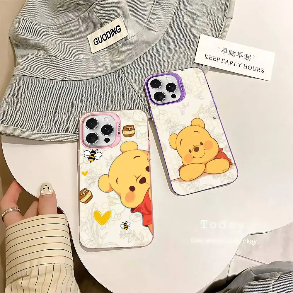 Winnies The Poohs Bear Phone Cover For IPhone 16 15 14 13 12 11 17 Pro Max Plus Color Silver Shell