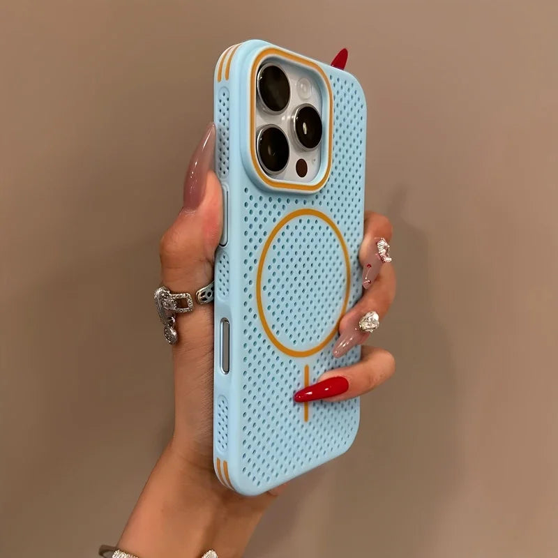 Luxury For Magsafe Heat Dissipation Candy Phone Case For iPhone 17 16 15 14 13 12 Pro Max Plus 17 Air Magnetic Bumper Back Cover