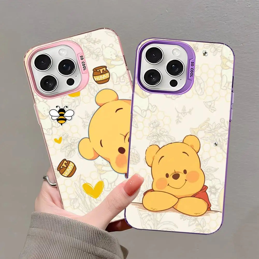Winnies The Poohs Bear Phone Cover For IPhone 16 15 14 13 12 11 17 Pro Max Plus Color Silver Shell