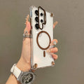 For Magsafe Magnetic Lens Bracket Four Corner Anti Fall Bumper Phone Case For Samsung S25 Ultra S23 S24 Ultra Acrylic Back Cover