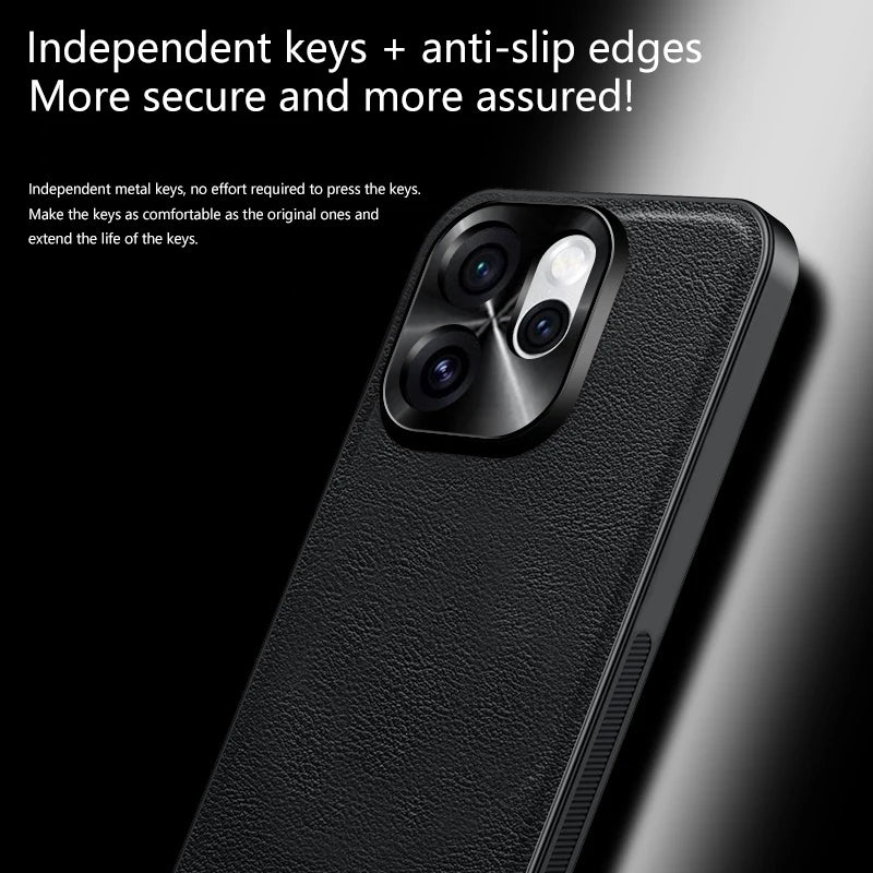 Luxury PU Leather Anti-Slip Border Shockproof Phone Case For OPPO Reno 15 Pro 13 12 11 10 9 8 14 Pro Plus F A5 A6 Pro Back Cover