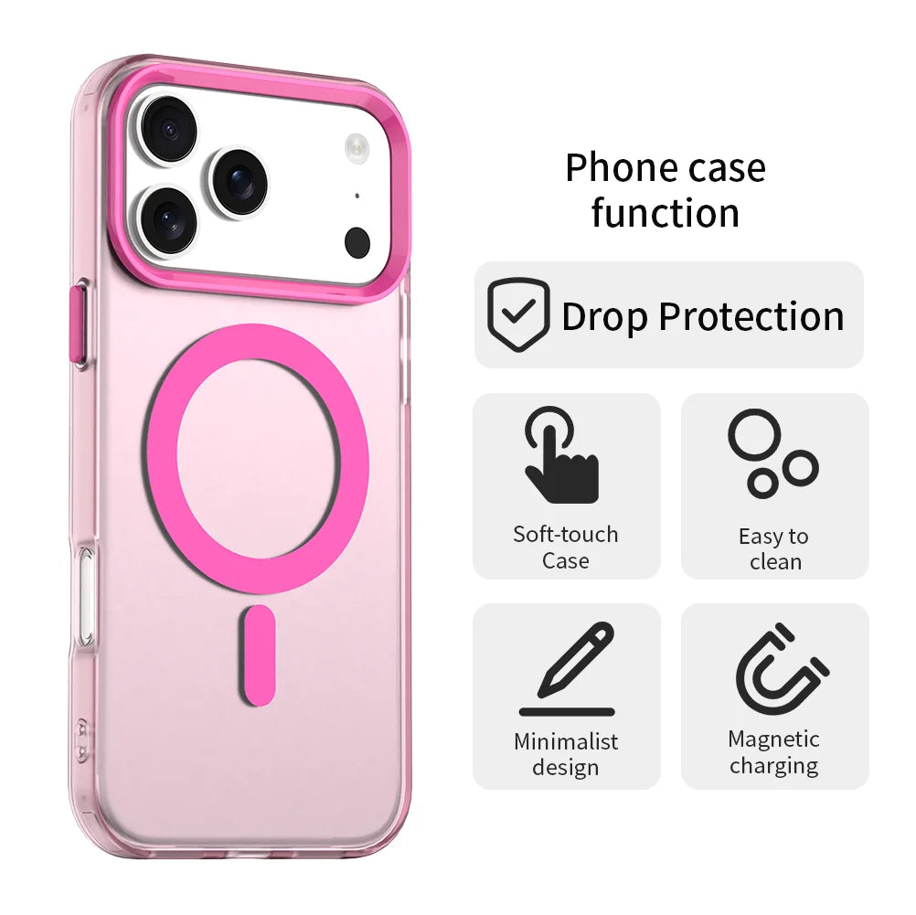 Matte Clear For Magsafe Wireless Charge Case for iPhone 17 Air 16 15 14 Plus 13 12 Pro Max Military Shockproof Candy Color Cover