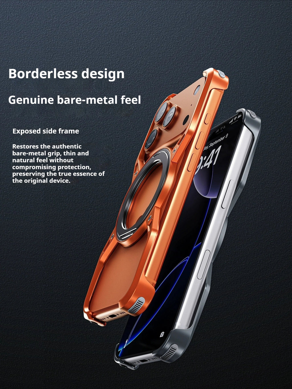 Metal Alloy Punk Frame Phone Case For iPhone 17 16 15 14 13 Pro Max 360 Rotating Bracket Magsafe Ring Magnet Stand Bumper Cover