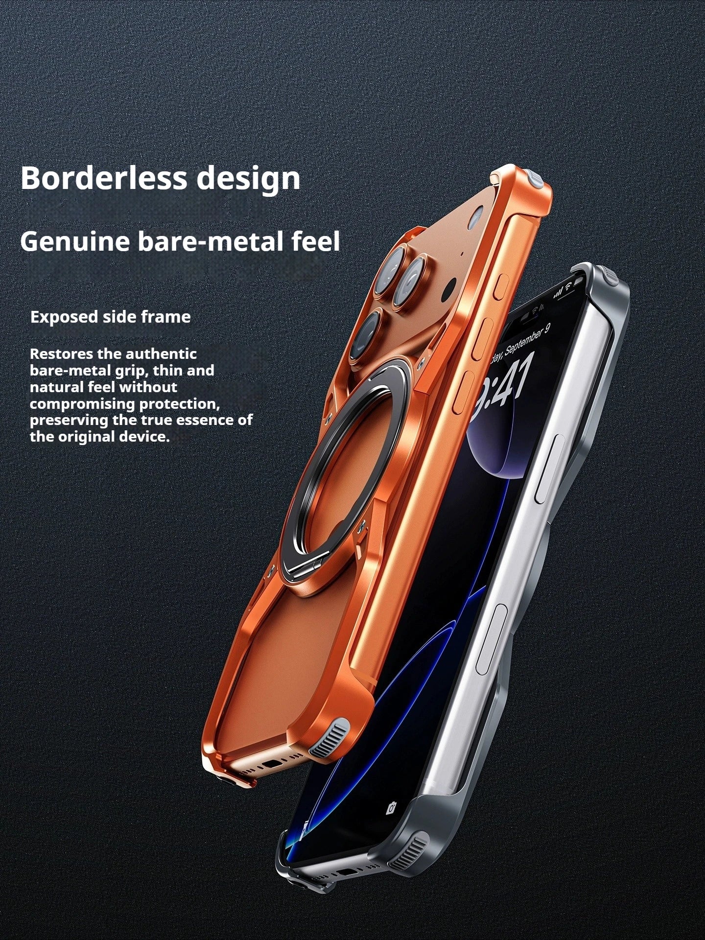 Metal Alloy Punk Frame Phone Case For iPhone 17 16 15 14 13 Pro Max 360 Rotating Bracket Magsafe Ring Magnet Stand Bumper Cover