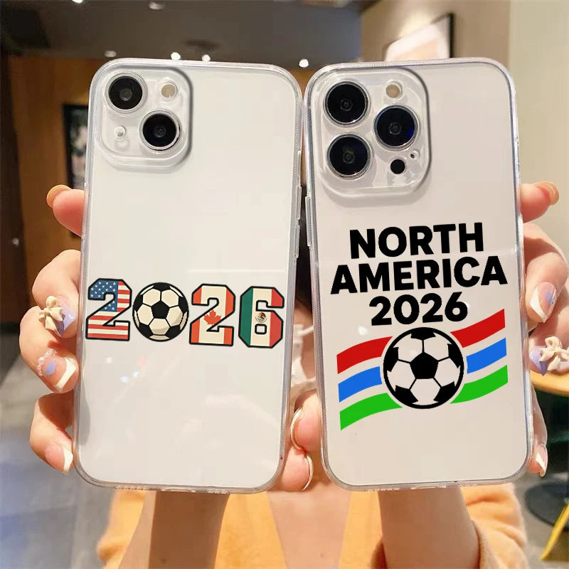 Football 2026 Canada Mexico USA Phone Case For iPhone 17 16 15 14 13 12 11 Pro Max SE 7 8 Plus soft Shockproof TPU Clear Cover