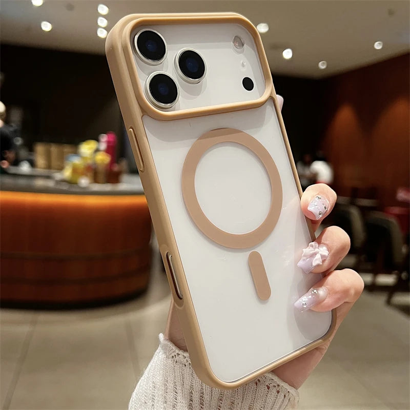 Luxury For Magsafe Magnetic Wireless Charge Case For iPhone 17 Air 11 12 13 14 15 16 17 Pro Max Plus Transparent Hard Back Cover