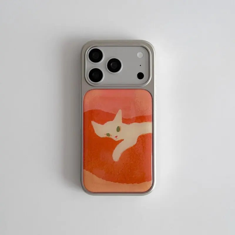 Ins Orange Oil Painting Lovely Cat Electroplated Drip Glue Phone Case For iPhone 17 Air 16 Pro Max 15 14 13 12 Pro 11 Back Cover
