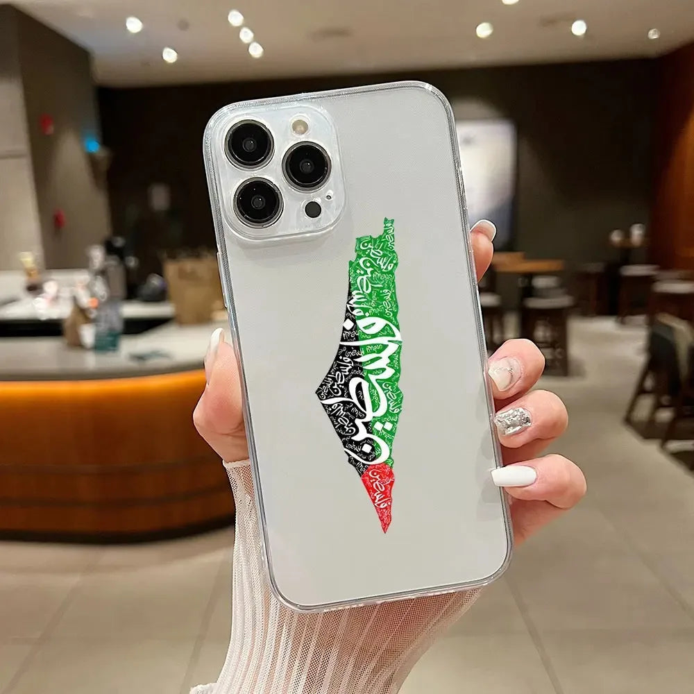 Palestine Flag Phone Case for iPhone 15 14 13 12 11 Pro Max 14 Plus X Xs Max XR SE 2020 8 7 Plus Soft Transparent Cover